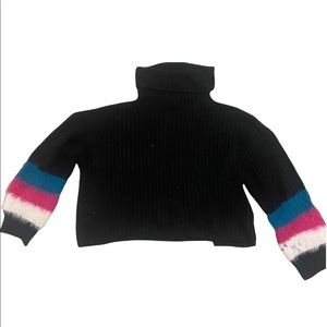 🔴 Primark Black Dramatic Sleeve TurtleNeck Cropped Chunky Knit Sweater